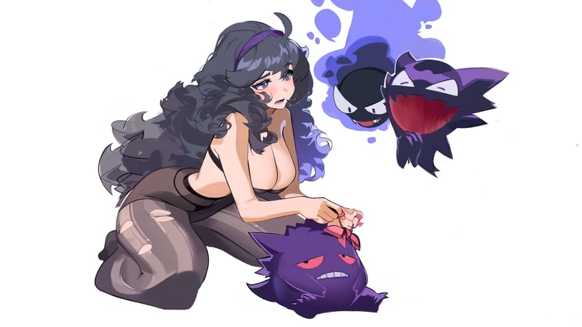 hex maniac, gengar, gastly, and haunter (pokemon and 1 more) drawn by blueisalanguage