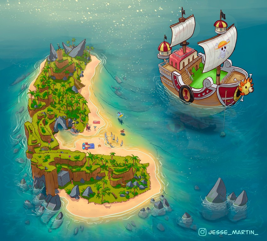 nami, monkey d. luffy, nico robin, roronoa zoro, sanji, and 6 more (one piece) drawn by jesse_martin
