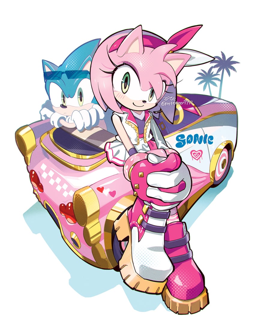 sonic the hedgehog and amy rose (sonic and 2 more) drawn by puppeteer7777