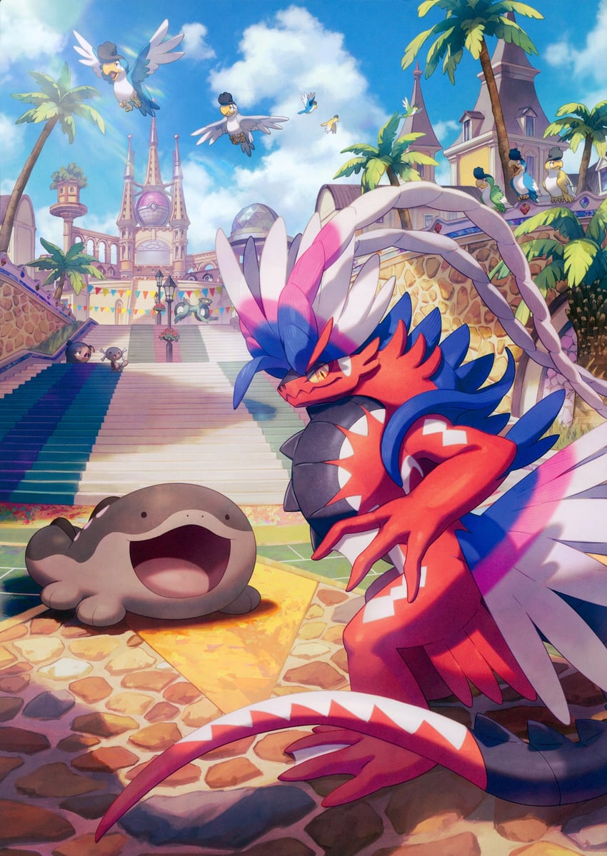 clodsire, paldean wooper, lechonk, cyclizar, and squawkabilly (pokemon and 1 more) drawn by murayama_ryota