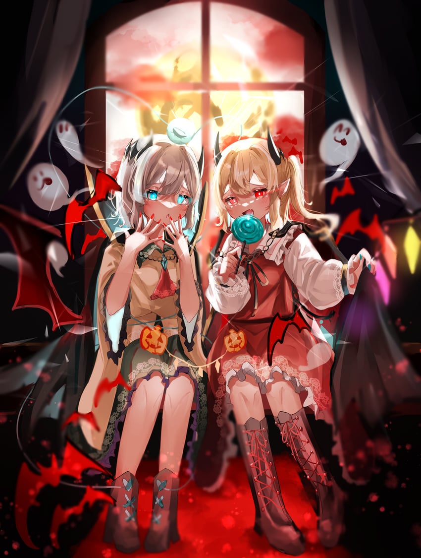 flandre scarlet and komeiji koishi (touhou) drawn by fura_(wind_rahu)