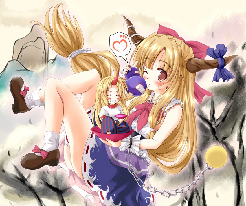 ibuki suika and hoshiguma yuugi (touhou) drawn by hiiragi_tomoka