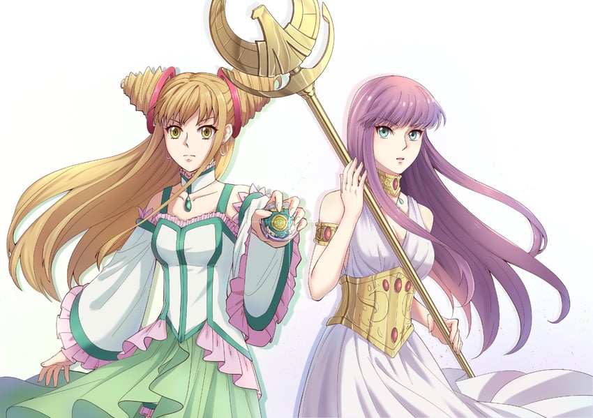 kido saori, athena, and lan ruobing (saint seiya and 1 more) drawn by rei_kuin