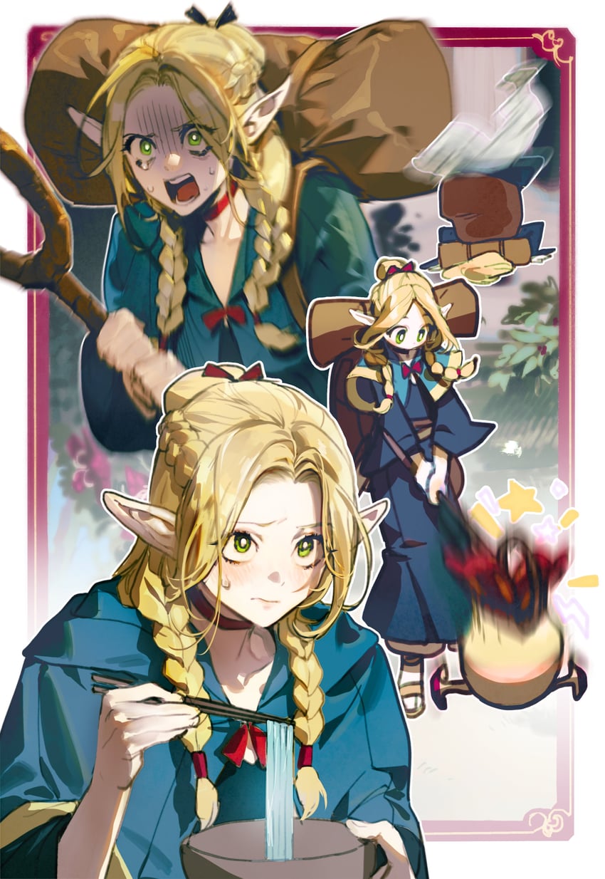 marcille donato and walking mushroom (dungeon meshi) drawn by mgmg_1012