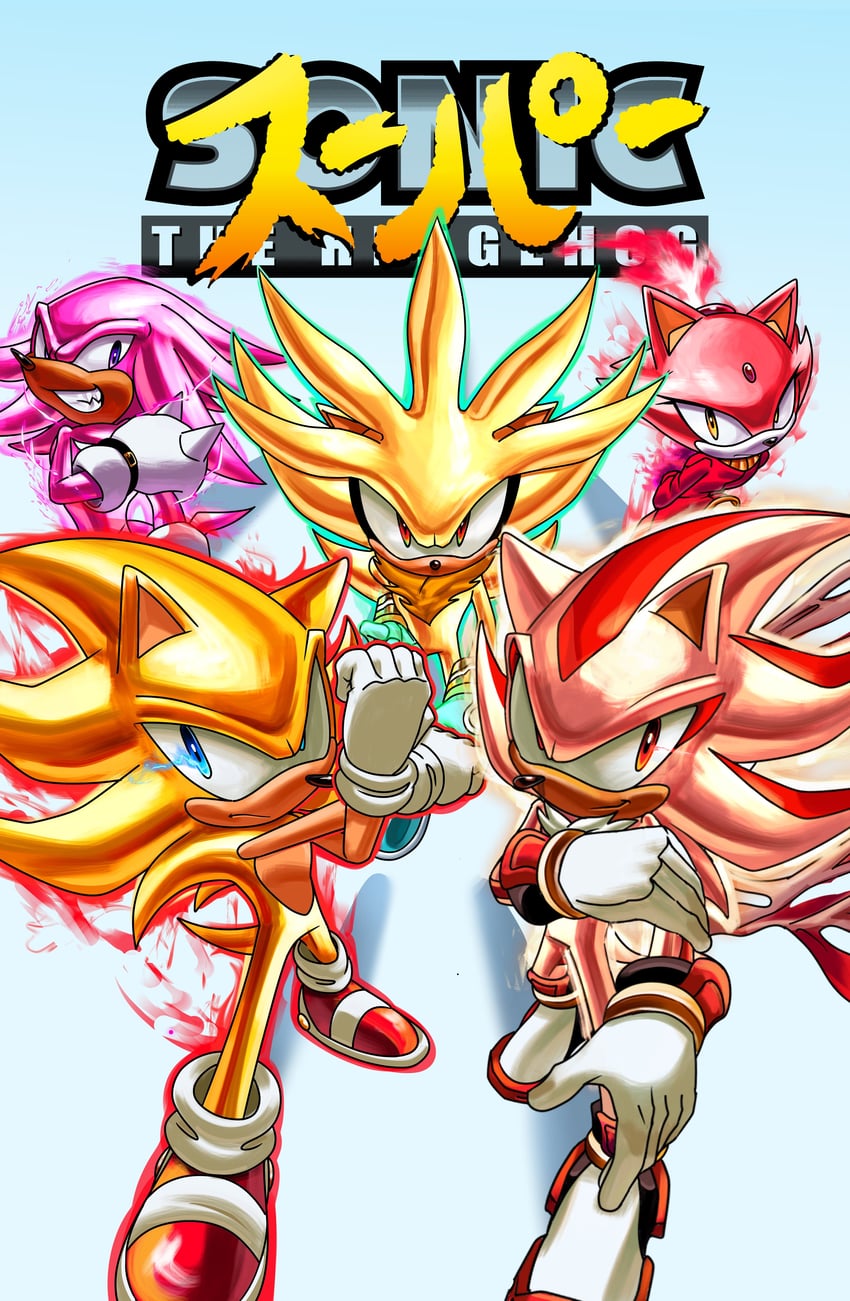 sonic the hedgehog, shadow the hedgehog, blaze the cat, knuckles the echidna, silver the hedgehog, and 6 more (sonic) drawn by spacedawgspace