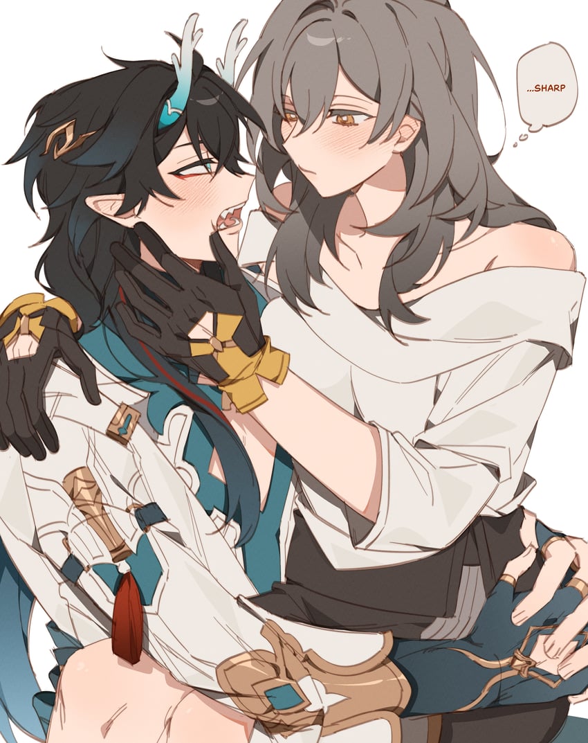 trailblazer, stelle, and dan heng (honkai and 1 more) drawn by majunjuu