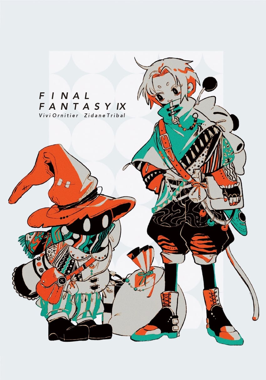 moogle, zidane tribal, black mage, and vivi ornitier (final fantasy and 1 more) drawn by nayo_(kr_000515)