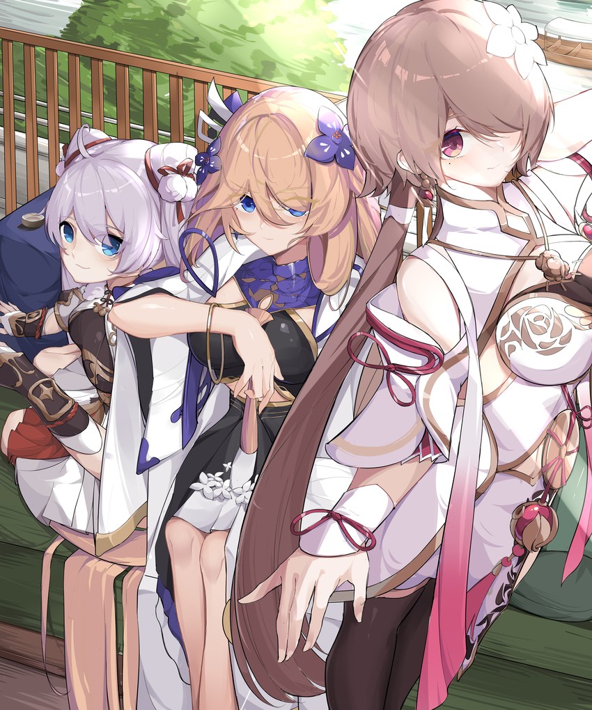 kiana kaslana, rita rossweisse, and durandal (honkai and 1 more) drawn by evzeva