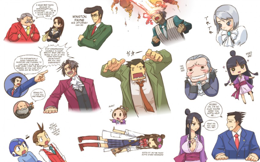 mega man, phoenix wright, miles edgeworth, maya fey, apollo justice, and 9 more (marvel and 6 more) drawn by john_su