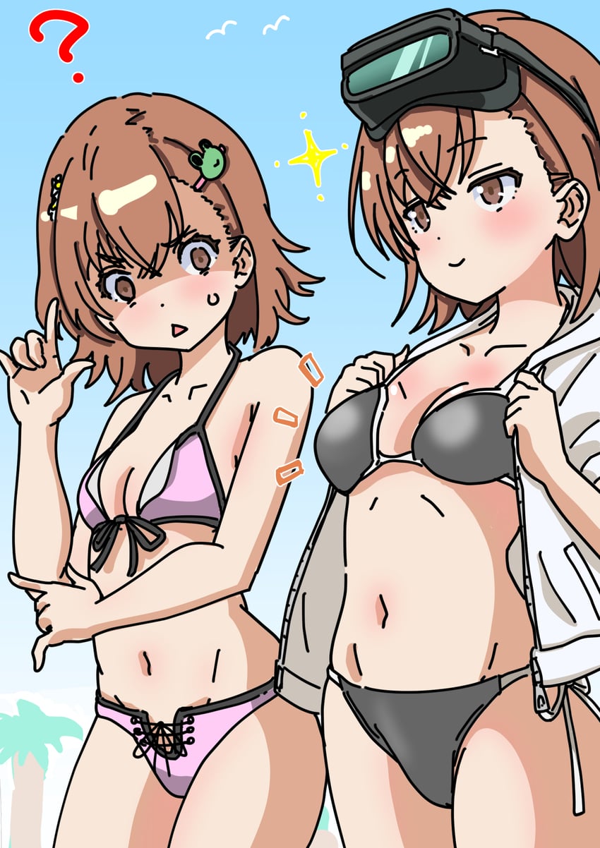 misaka mikoto, gekota, and misaka imouto (toaru majutsu no index and 1 more) drawn by miruto2
