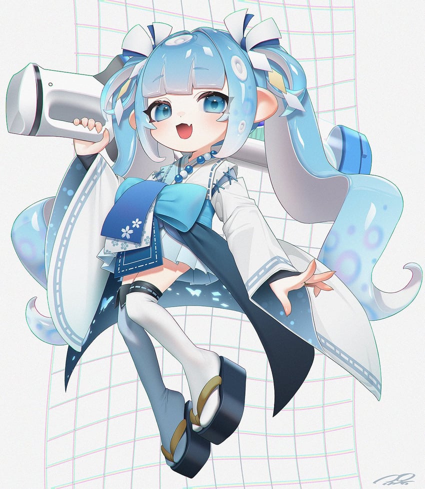 octoling player character and octoling girl (splatoon and 1 more) drawn by puchiman