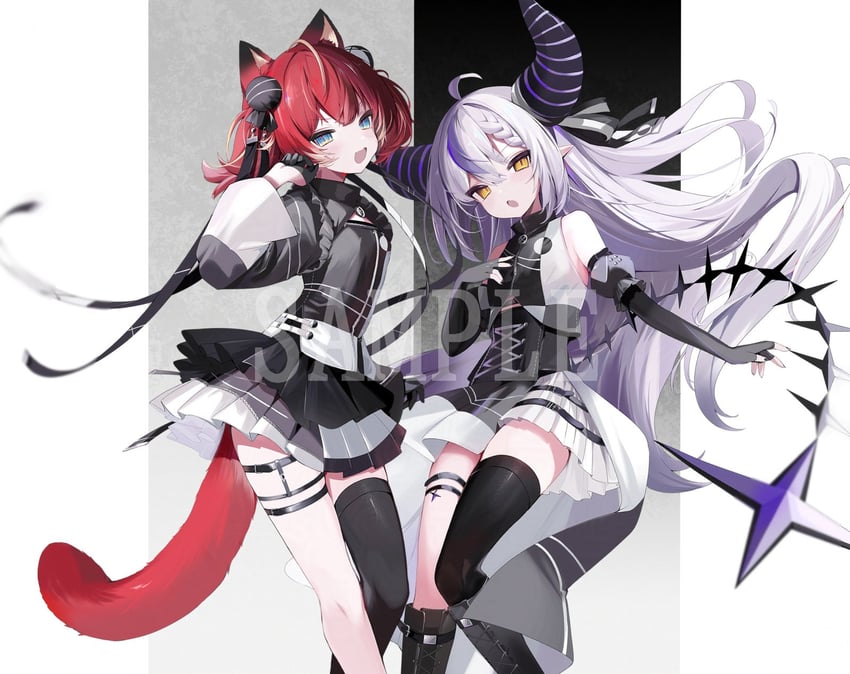la+ darknesss and akami karubi (hololive and 1 more) drawn by onodera_nire
