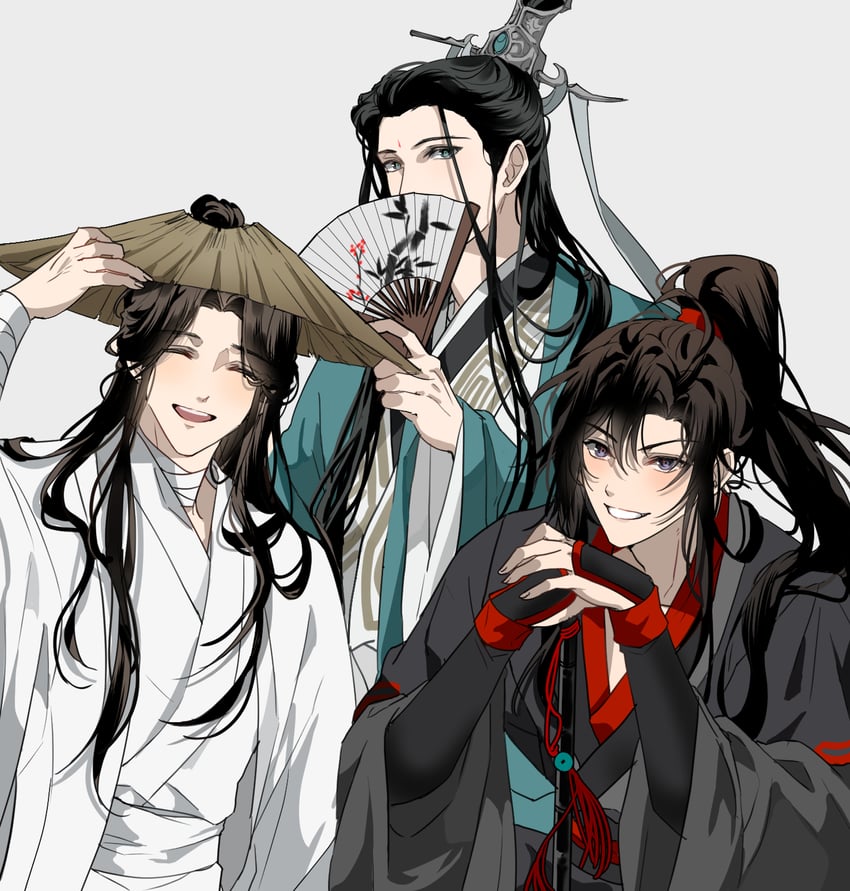 wei wuxian, xie lian, and shen qingqiu (modao zushi and 2 more) drawn by ronpu_cooing