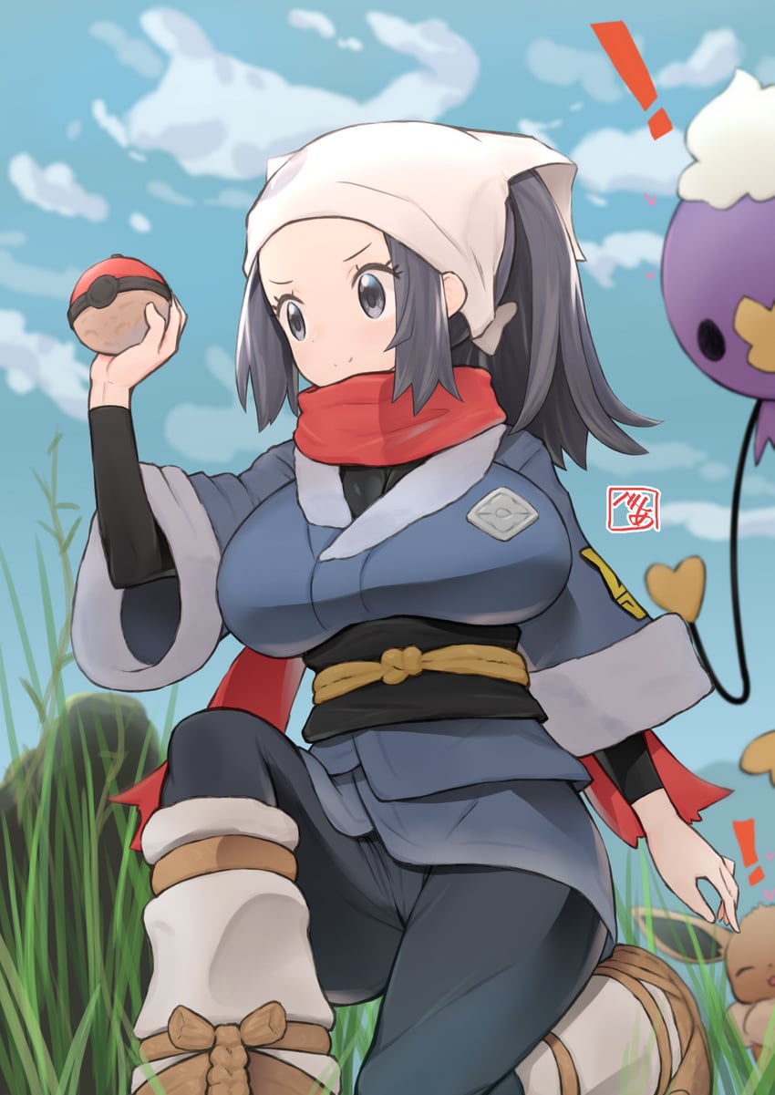 eevee, akari, and drifloon (pokemon and 1 more) drawn by bea_(bropmlk)