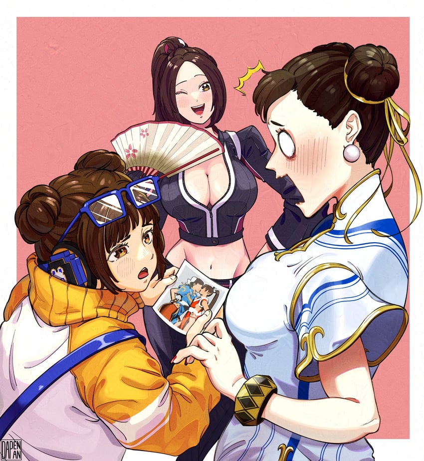 chun-li, shiranui mai, and li-fen (street fighter and 5 more) drawn by dapenpan
