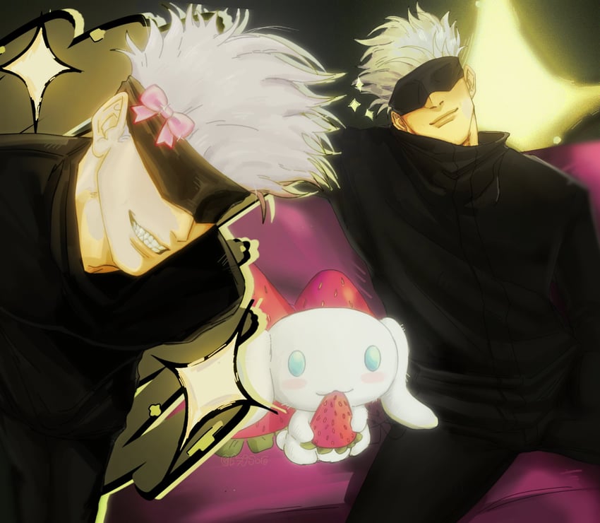 gojou satoru and cinnamoroll (jujutsu kaisen and 2 more) drawn by 679sora