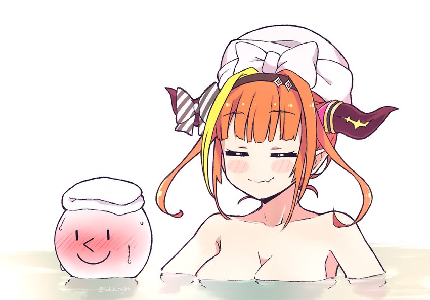 kiryu coco and ryoushi chicken soup grass big chungus (hololive) drawn by kukie-nyan