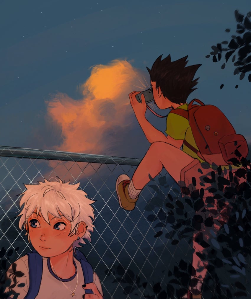 killua zoldyck and gon freecss (hunter x hunter) drawn by juliana_(julsdoodles)