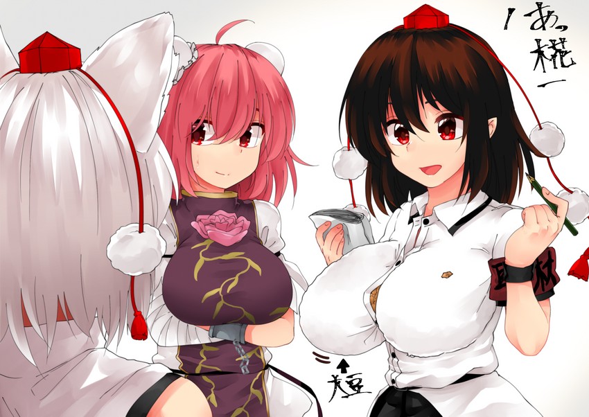 shameimaru aya, inubashiri momiji, and ibaraki kasen (touhou) drawn by shirokaba114