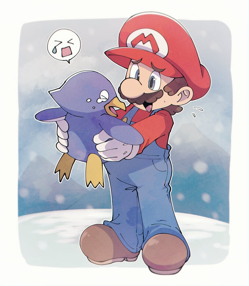 mario and penguin (mario and 1 more) drawn by omochiutyu