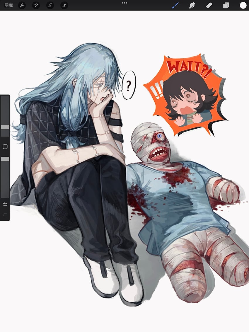 mahito, anya, and curly (jujutsu kaisen) drawn by huli_xiaobai