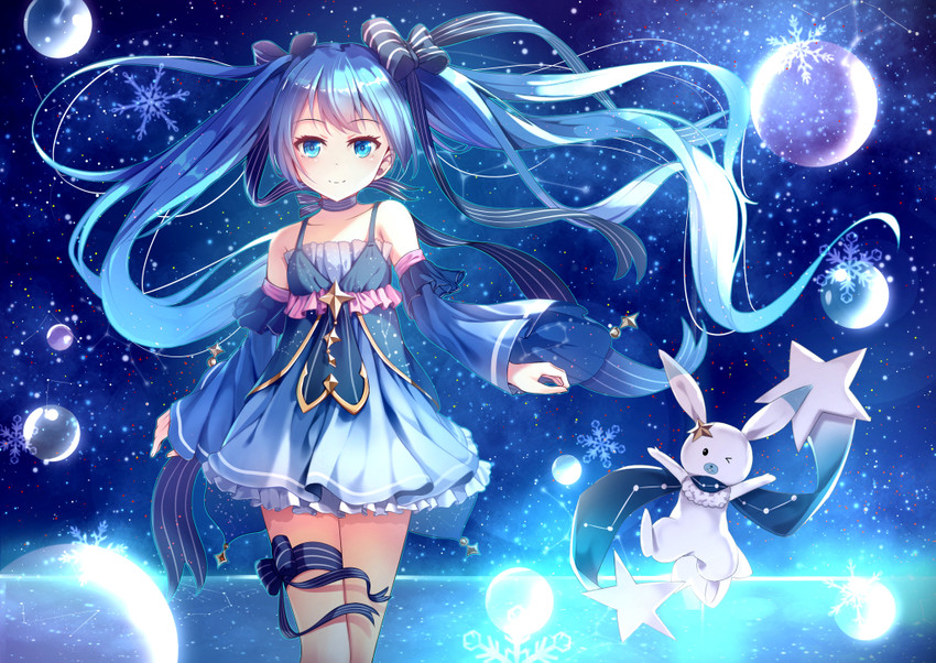 hatsune miku, yuki miku, and rabbit yukine (vocaloid and 1 more) drawn by yan_(nicknikg)
