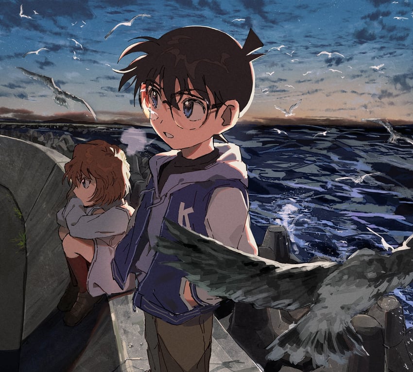 edogawa conan and haibara ai (meitantei conan) drawn by segami