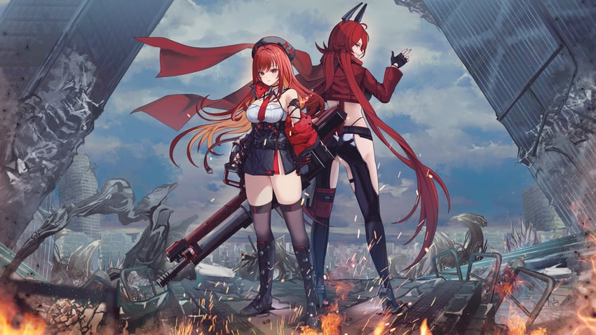rapi and red hood (goddess of victory: nikke) drawn by gimyogi