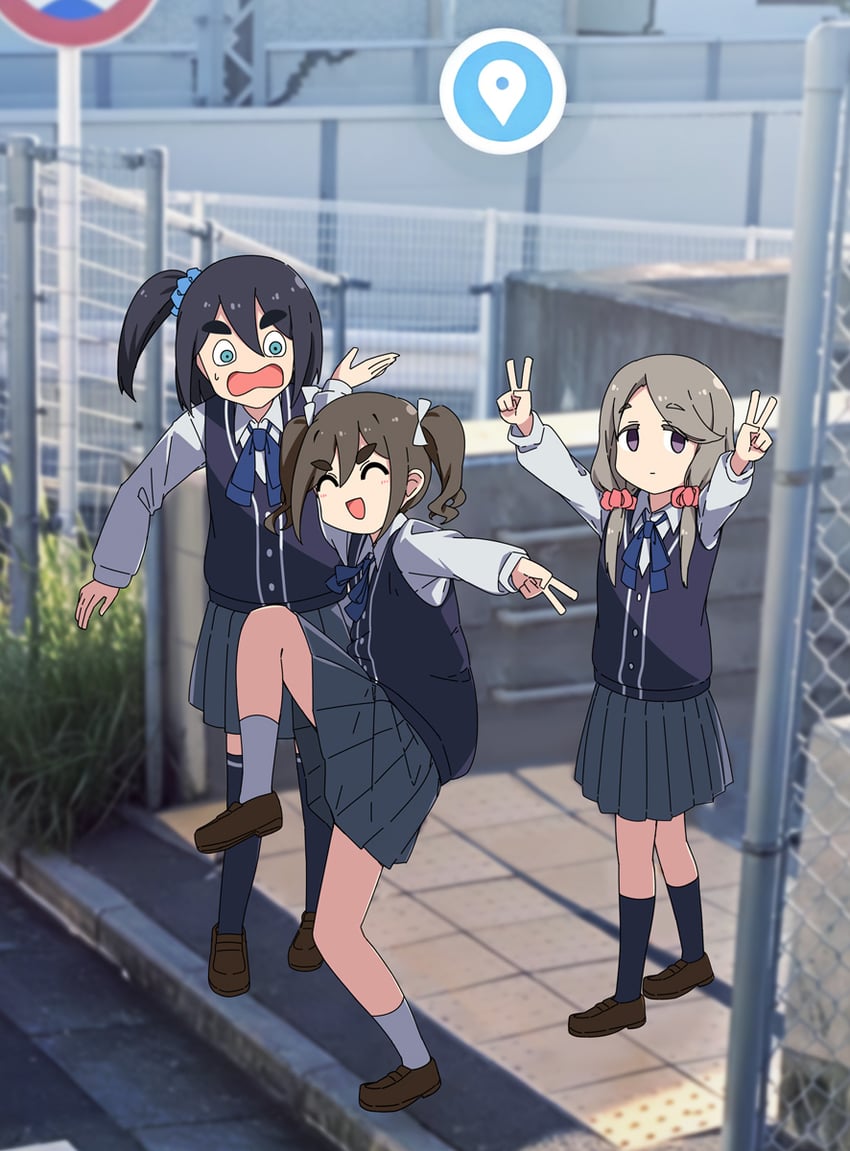 shikishima sakurako, kiriyama an, and amamiya satsuki (mono) drawn by necono_(nekonosora1207)