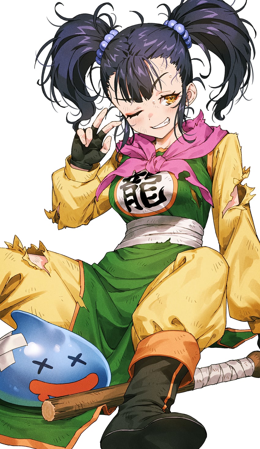 slime and martial artist (dragon quest and 1 more) drawn by chyko
