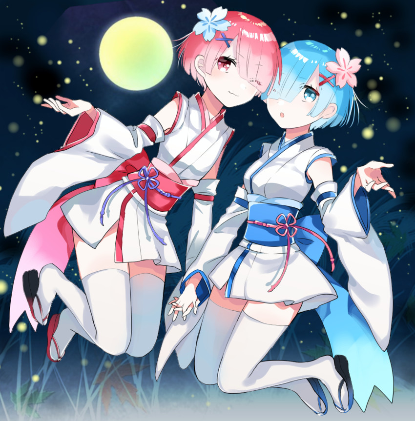 rem and ram (re:zero kara hajimeru isekai seikatsu) drawn by mosu2