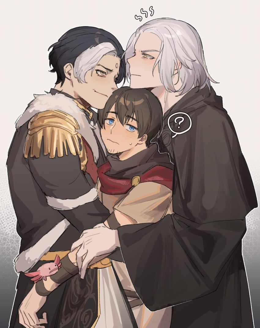 warrior of light, adventurer, and emet-selch (final fantasy and 1 more) drawn by gegeblue