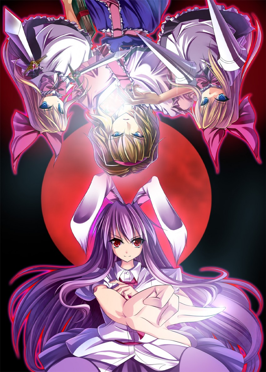 alice margatroid, reisen udongein inaba, and shanghai doll (touhou) drawn by kuga_(rinkane)