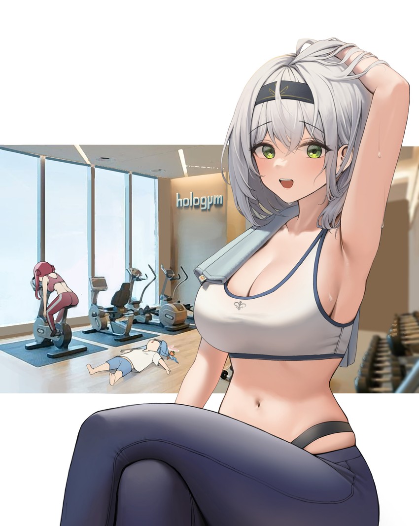 houshou marine, usada pekora, and shirogane noel (hololive) drawn by dong_ji
