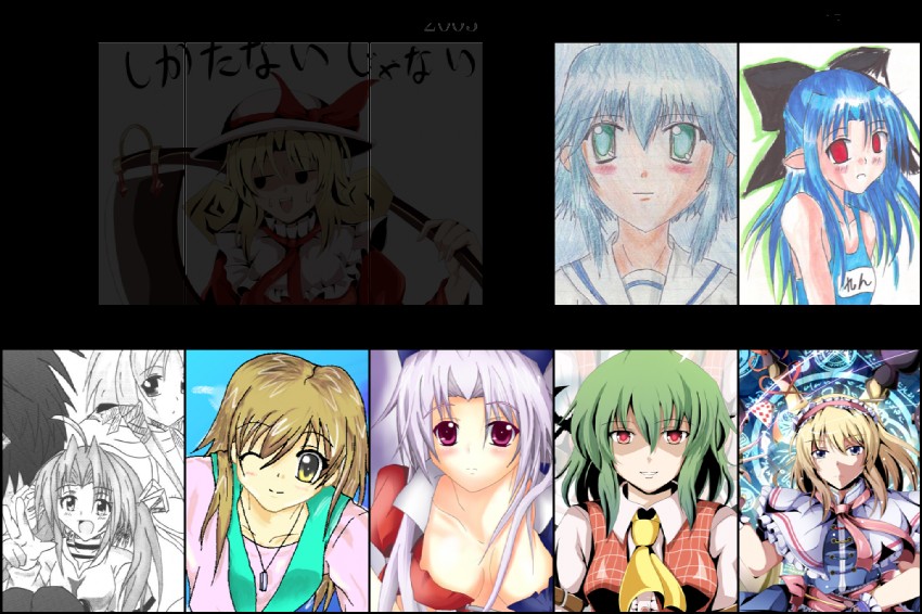 alice margatroid, kazami yuuka, yagokoro eirin, len, and elly (original and 3 more) drawn by shino_(moment)