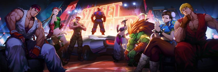 chun-li, cammy white, han juri, ryu, ken masters, and 3 more (street fighter and 1 more) drawn by xin_wang