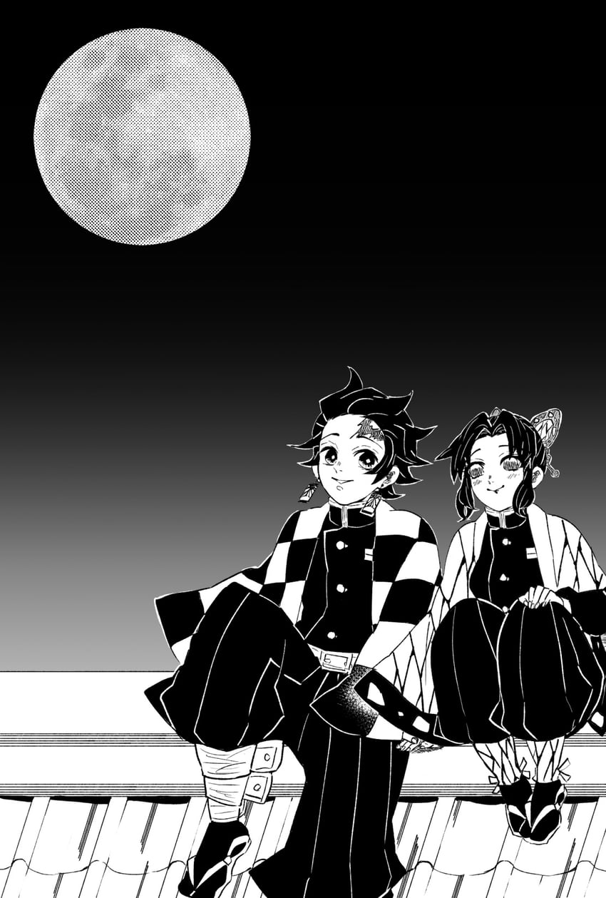 kochou shinobu and kamado tanjirou (kimetsu no yaiba) drawn by amaairito