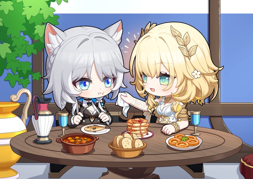 aglaea and cipher (honkai and 1 more) drawn by cavcaz
