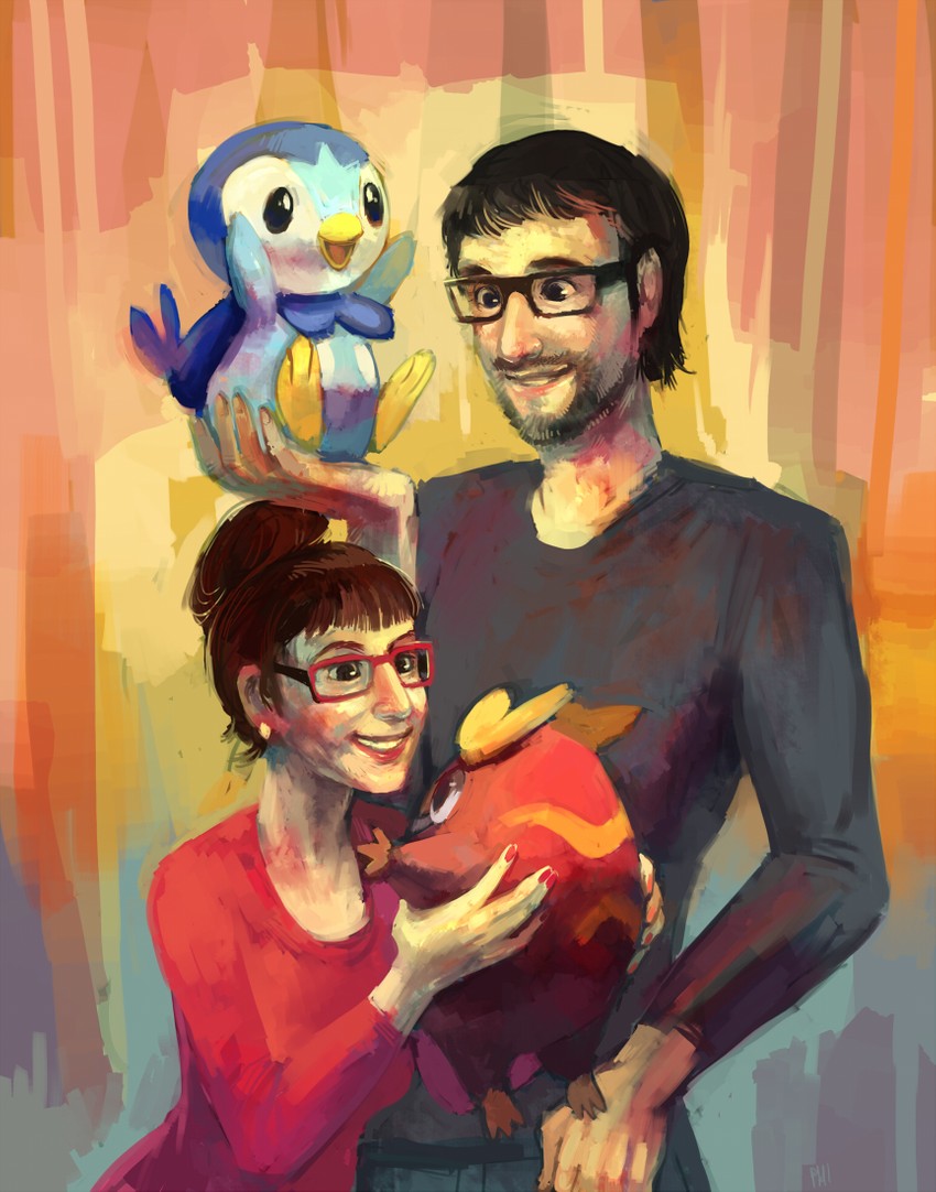 piplup and darumaka (pokemon and 1 more) drawn by glitchedpuppet