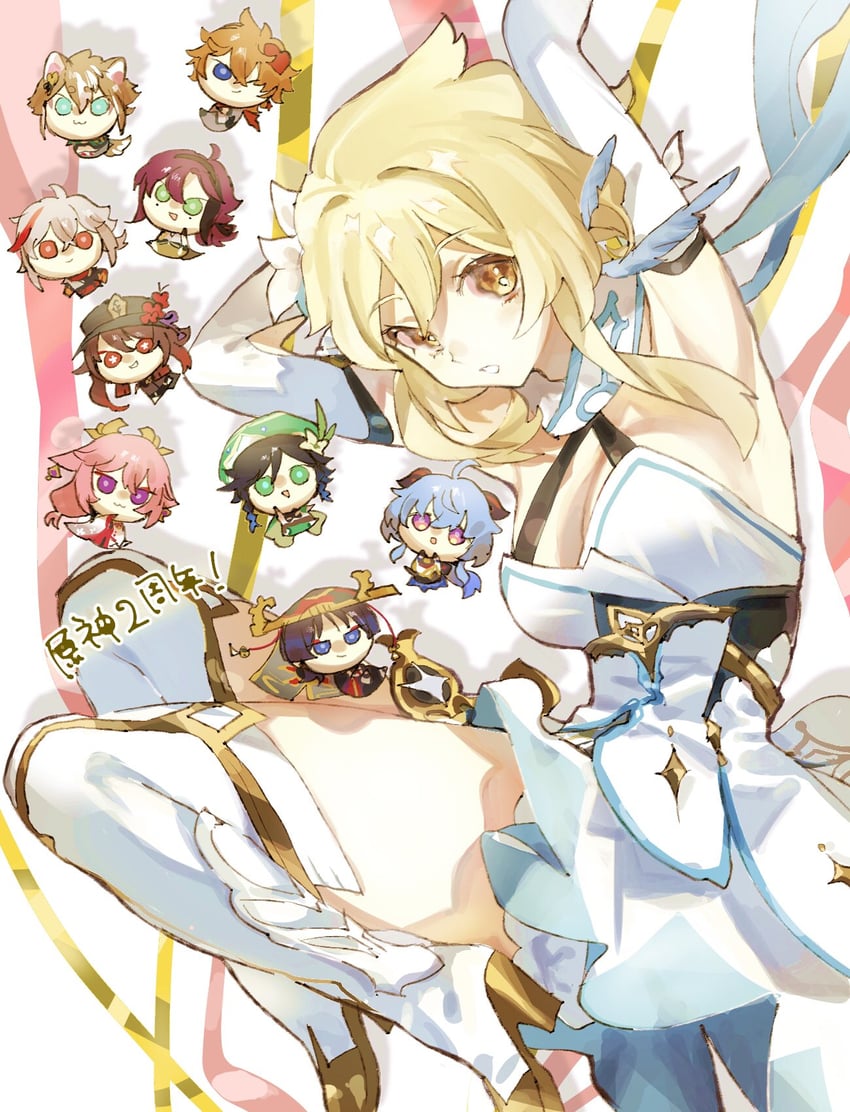 ganyu, lumine, scaramouche, hu tao, yae miko, and 5 more (genshin impact) drawn by meameeea