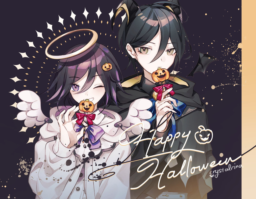 oma kokichi and saihara shuichi (danganronpa and 1 more) drawn by rina_(crystalrina)