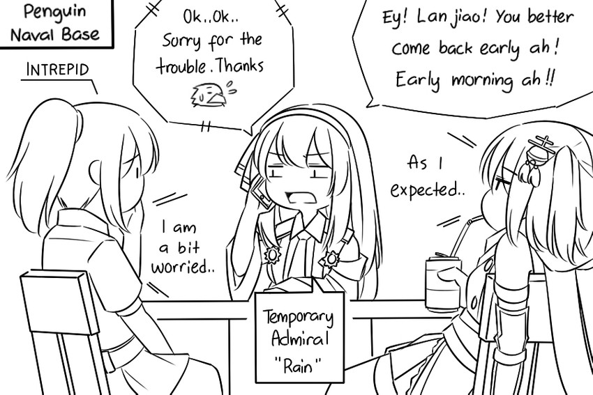 admiral, female admiral, sendai, non-human admiral, intrepid, and 2 more (kantai collection) drawn by guin_guin