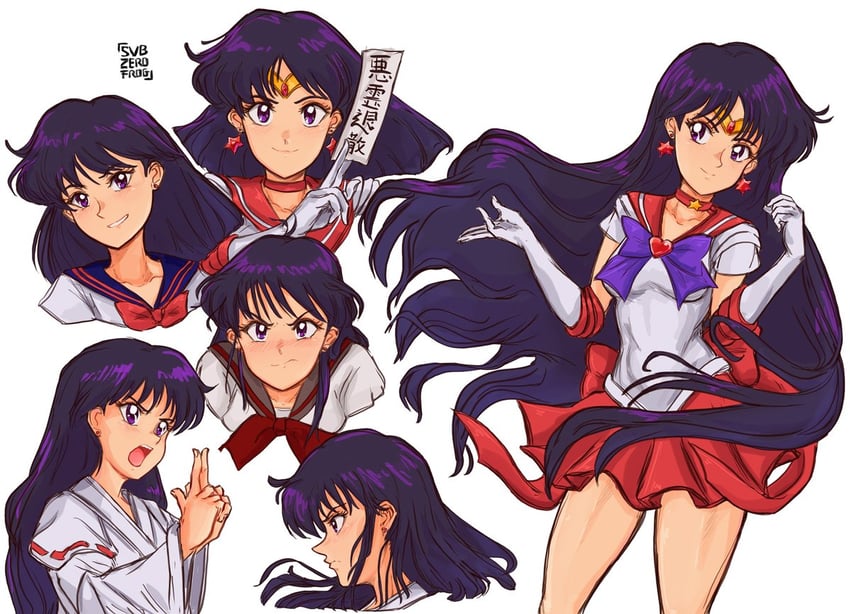 hino rei and sailor mars (bishoujo senshi sailor moon) drawn by subzerofrog