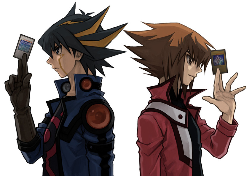 yuki judai and fudo yusei (yu-gi-oh! and 2 more) drawn by tea_(retroz)