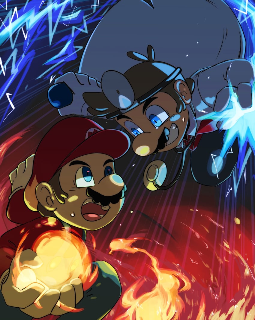 mario and dr. mario (mario and 2 more) drawn by tmrn_ml