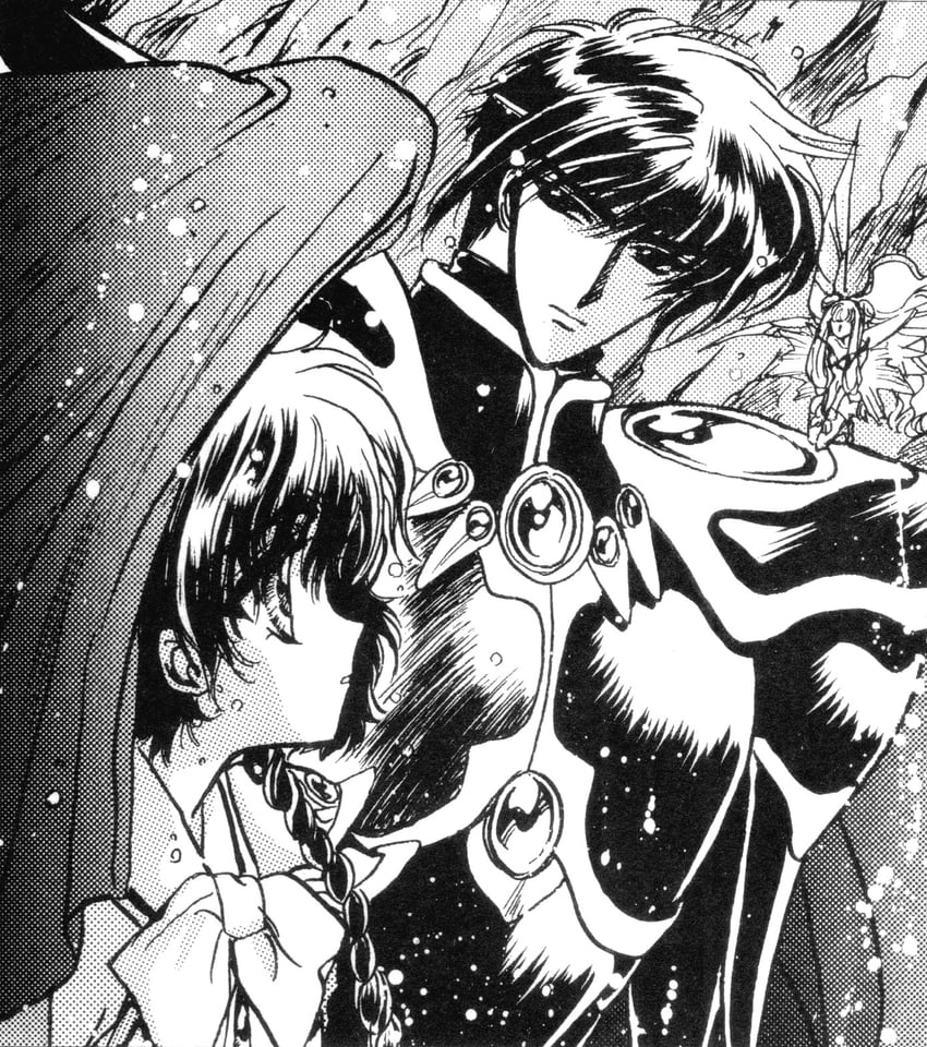 shidou hikaru, lantis, and primera (magic knight rayearth) drawn by clamp_(circle)