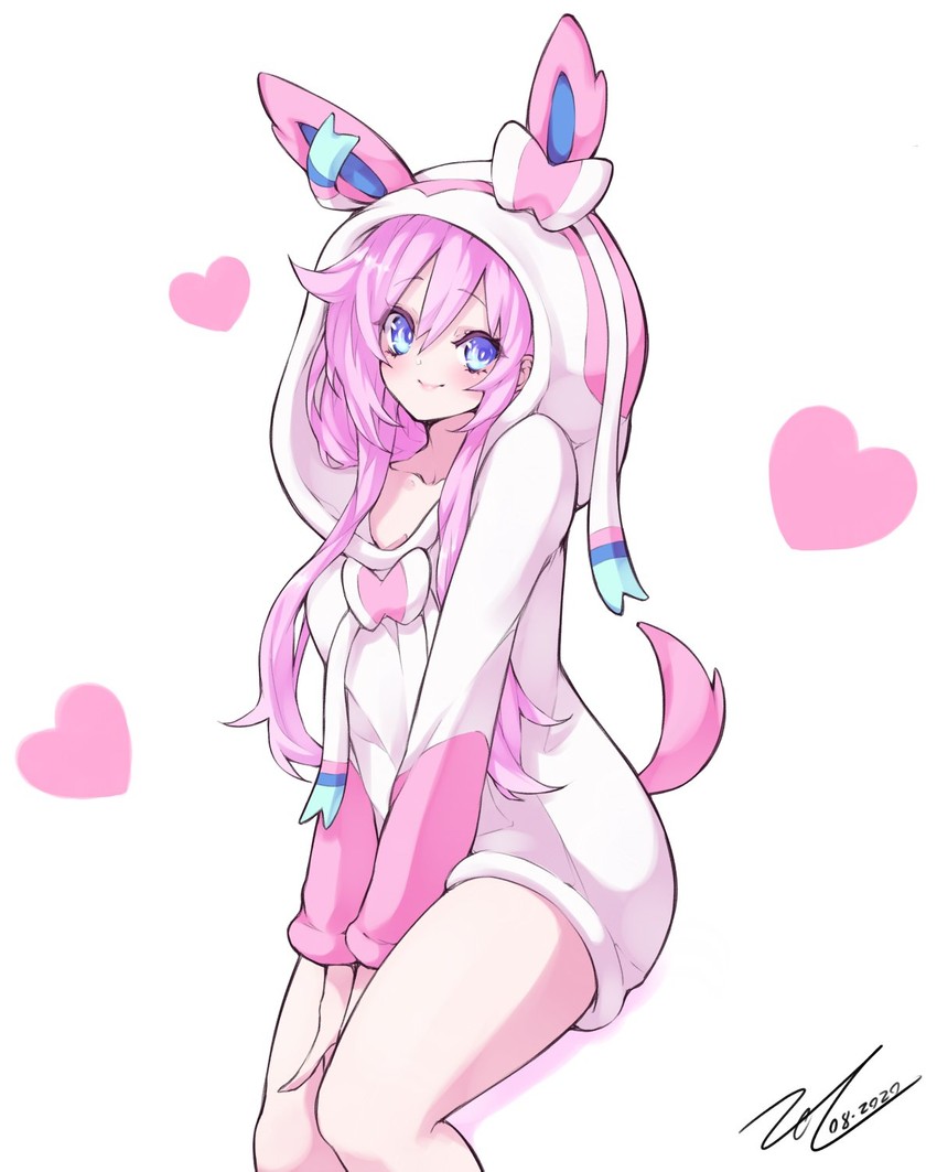 sylveon, nepgear, and purple sister (pokemon and 1 more) drawn by scarlet_zel