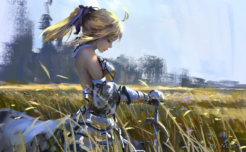 artoria pendragon and saber lily (fate and 2 more) drawn by wlop