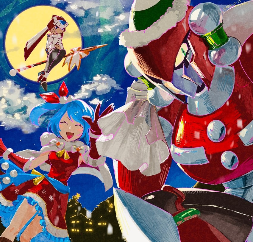 fairy leviathan, rico, and bit (mega man and 4 more) drawn by cairngorm999