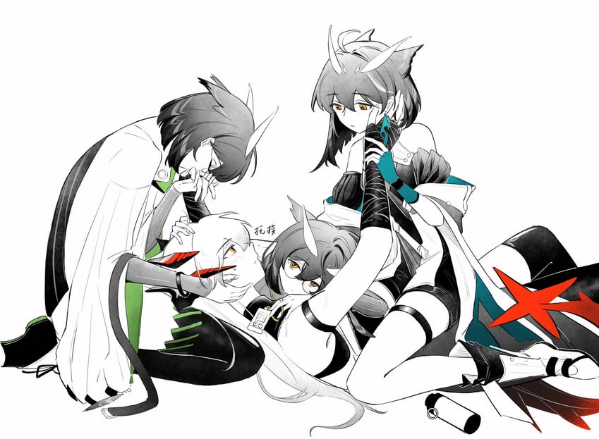 saria, silence, and silence the paradigmatic (arknights) drawn by ajiajia1104